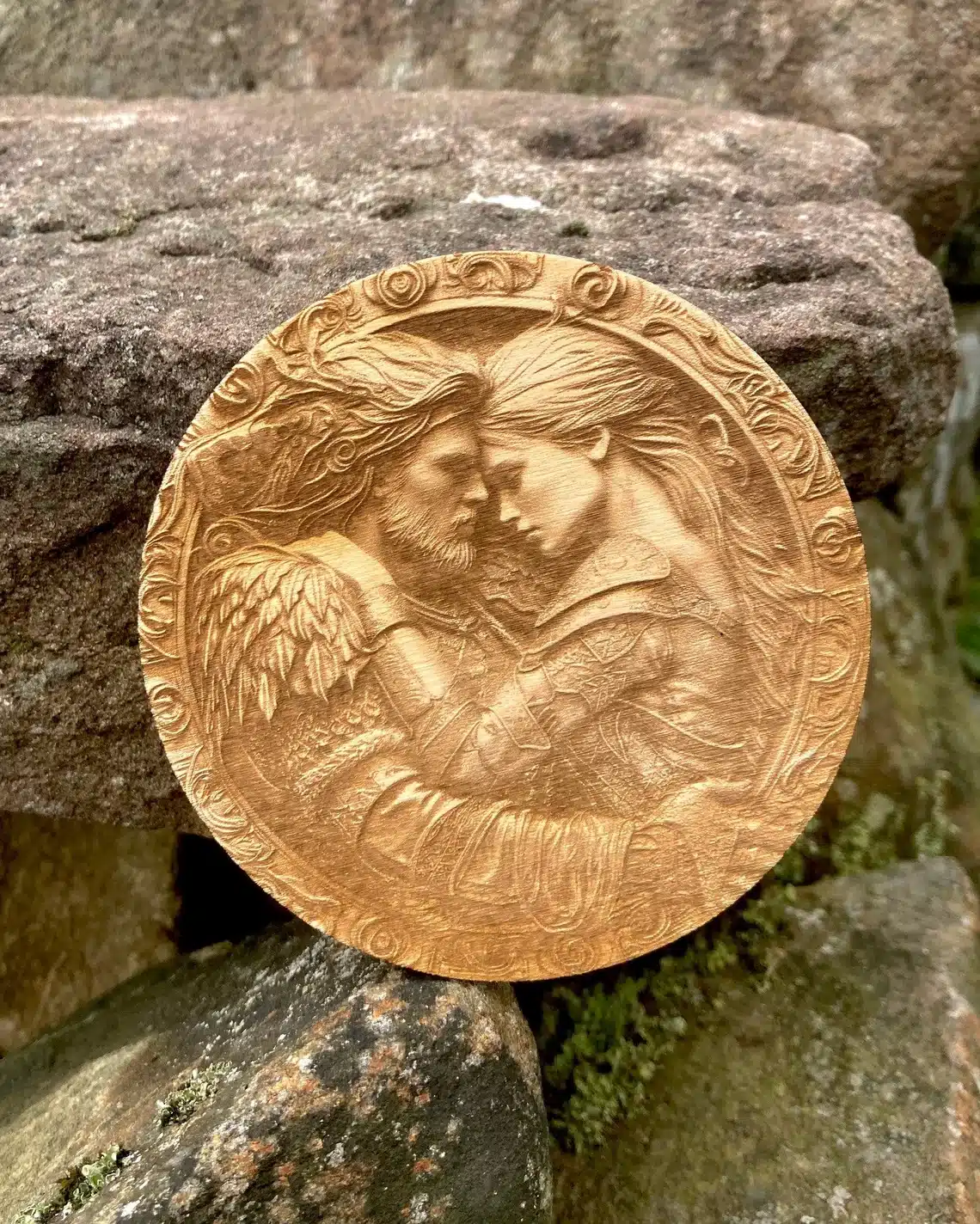 Ragnar and Lagertha Viking Wooden Coaster