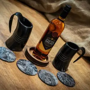 Viking Bottle holder with Viking Slate Coaster Set of 4