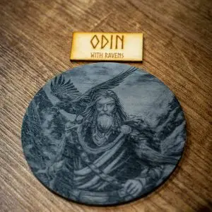 Odin with Ravens Viking Slate Coaster