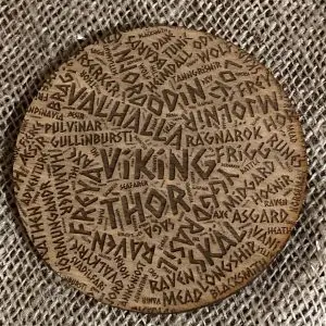 Viking Words Wooden Coaster