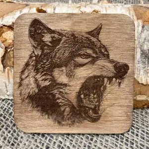 Viking Engraved Wolf Coaster