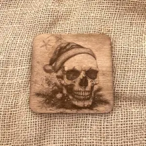 Christmas Skull Wooden Coaster